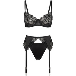 SpaLeXLine Σετ Sexy Εσώρουχα See Through με Δαντέλα & Ζαρτιέρες Μαύρα SX1051