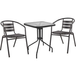 HomeMarkt Figo Σετ Τραπεζαρία Κήπου Αλουμίνιο 3τμχ Γκρι HM10468