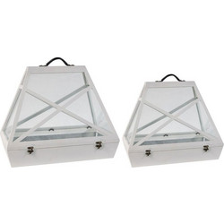 Artekko Low Ξύλινα Θερμοκήπια Σετ 2 Τεμαχίων 65.00x35.00x55.00