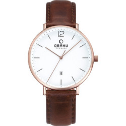 Obaku Ανδρικό Ρολόι με Καφέ Δερμάτινο Λουράκι V181GDVWRN