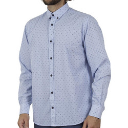 Double Ανδρικό Πουκάμισο Βαμβακερό Μακρυμάνικο Slim Fit Μπλε GS-503