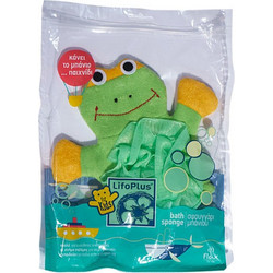 LifoPlus Baby Sponge Παιδικό Βαμβακερό Σφουγγάρι Πράσινο Βάτραχος 1 τεμάχιο