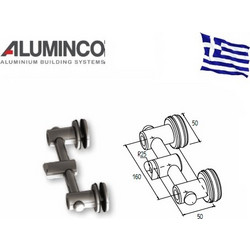 Στήριγμα τζαμιού διπλό 8-10mm κολώνας Φ50 Aluminco F50 4182