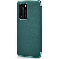 iCarer Grained Series Δερμάτινη Smart Flip Θήκη Huawei P40 - Green (XHP40003-GN)