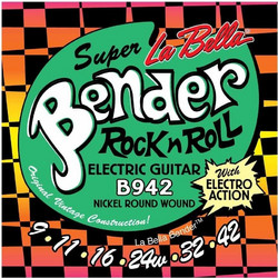La Bella B942 Super Bender Σετ 6 Χορδές Ηλεκτρικής Κιθάρας Nickel Plated Steel 9-42" Extra Light Tension