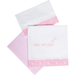 Figlio Bino Stars Σετ Βρεφικά Σεντόνια Λίκνου Βαμβακερά 68x108 Pink