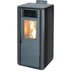 Eva Calor Linea Round 10 Black Σόμπα Pellet Αερόθερμη 8.8kW