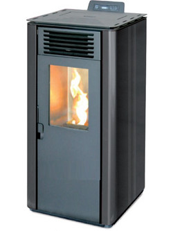 Eva Calor Linea Round 10 Black Σόμπα Pellet Αερόθερμη 8.8kW