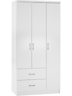 HomeMarkt Τρίφυλλη Ντουλάπα Ρούχων Caesar Λευκή 89x42.5x181cm HM340.05
