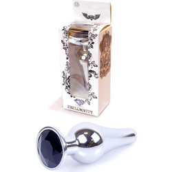 Λεία Κωνική Πρωκτική Σφήνα με Κόσμημα - Silver/Black Butt Plug