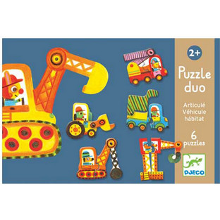 Παιδικό Puzzle Djeco Ζωάκια & Οχήματα Articulo 2x6 Κομμάτια