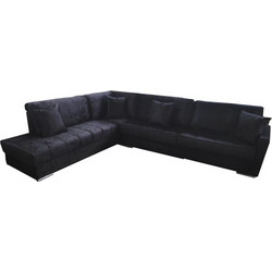 Γωνιακός Καναπές Βελούδινος Μαύρος 270x220x80cm 220M