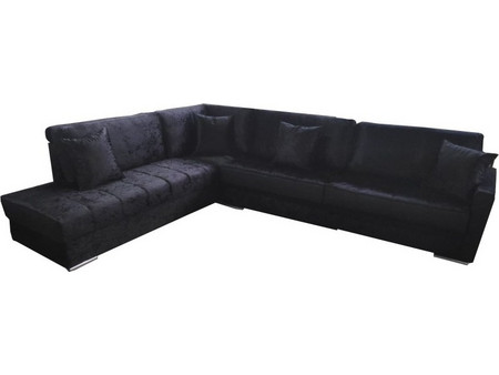 Γωνιακός Καναπές Βελούδινος Μαύρος 270x220x80cm 220M