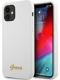 Guess GUHCP12SLSLMGWH iPhone 12 mini 5.4" white/white hardcase Metal Logo Script
