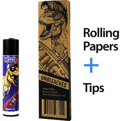 Χαρτάκια Monkey King KS Ακατέργαστο + Αναπτήρας Clipper