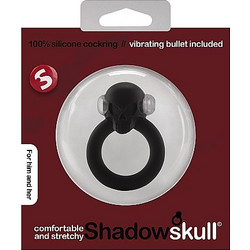Shots S-Line Shadow Skull Cockring Ελαστικό Δαχτυλίδι Πέους Σιλικόνης με Δόνηση 5.6cm Μαύρο