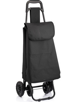 VESTA Καρότσι Λαϊκής 36lt Μεταλλικό 48x35x84cm 2+2 Ρόδες με Σάκο Πολυεστέρα Αντοχής 25kg Μαύρο