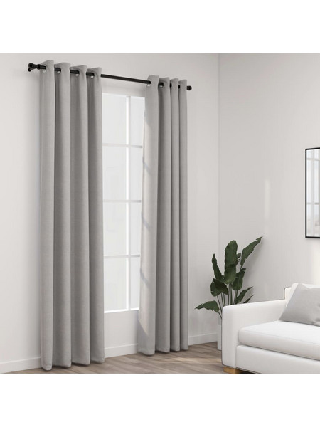 vidaXL Σετ Κουρτίνες Συσκότισης με Τρουκς 140x225 2τμχ Γκρι 321169