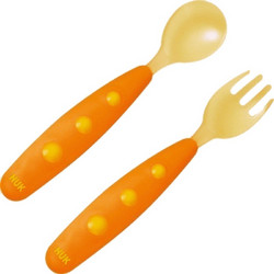 Nuk Easy Learning Mini Cutlery Σετ Βρεφικό Πιρούνι & Κουτάλι 8m+ Πορτοκαλί 2τμχ