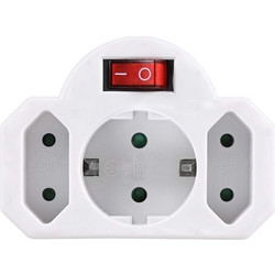 SONORA PAW121 Πολύπριζο πρίζας με 3 Θέσεις (2 διπολικές + 1 σούκο) και διακόπτη ON/OFF