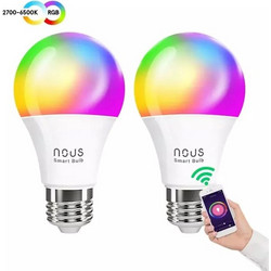 NOUS Tuya Set Smart LED bulbs 9W E27 WiFi RGB,Works With Alexa and Google Assistant (P3/2)