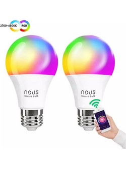 NOUS Tuya Set Smart LED bulbs 9W E27 WiFi RGB,Works With Alexa and Google Assistant (P3/2)
