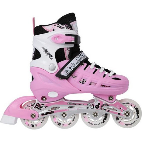 Rollers Nils Extreme 4 En 1 Réglables Enfant/adulte – Roues PU, Roulements ABEC-7, Patins à Glace Inclus, Noir, Bleu Ou Rose