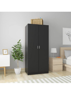 vidaXL Δίφυλλη Ντουλάπα Ρούχων Μαύρη 80x52x180cm 800622