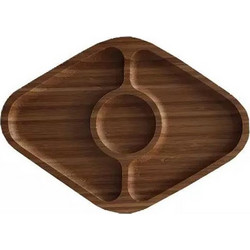 Ξύλινη βάση από Bamboo με 3 θέσεις για snacks, 28x20x2 cm, Snacks tray - Schafer