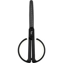 FIZZ ψαλίδι FZ212003-W με χάρακα, μεταλλική λεπίδα, 17cm, μαύρο-λευκό