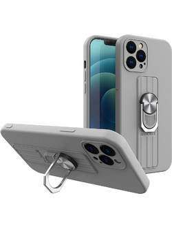 Ring Case silicone case with finger grip and stand for Samsung Galaxy S21+ 5G (S21 Plus 5G) silver