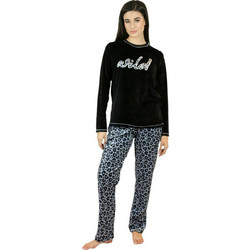 Galaxy Σετ Γυναικείες Πιτζάμες Χειμωνιάτικες Fleece Μαύρες 841-21