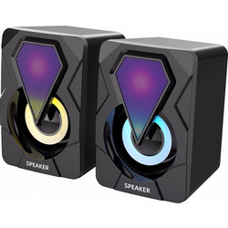 X2 Ηχεία Υπολογιστή 2.0 6W με RGB Φωτισμό Black