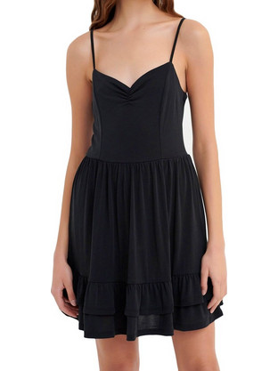 Funky Buddha Mini Καλοκαιρινό Καθημερινό Φόρεμα Μαύρο FBL005-106-13