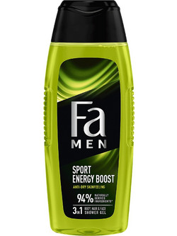 Fa Men Sport Energy Boost Shower Gel 3 in 1 Body Hair & Face Σαμπουάν & Αφρόλουτρο για Επανόρθωση 400ml