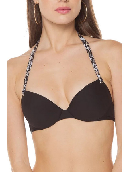 Liu Jo Animal Ring Bikini Top με Ενίσχυση Μαύρο VA2061J5885