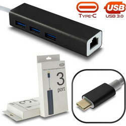 Type-c 3.0 hub x3 + Gigabit Ethernet Black Metal