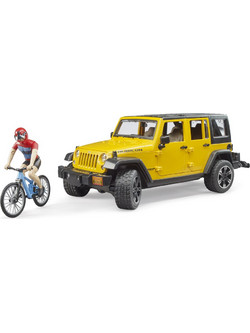 Bruder Wrangler Rubicon Με Ποδήλατο & Αναβάτη Σετ Φιγούρες Δράσης για 4+ Ετών