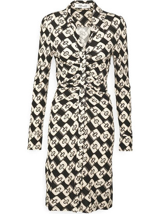 Diane Von Furstenberg Sheska Midi Καθημερινό Φόρεμα Κρουαζέ Μαύρο DVFDL3Q032PYCKB-B2384