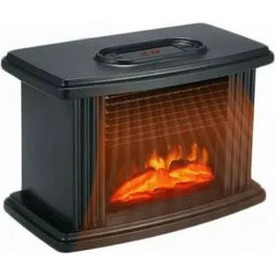23884 Επιδαπέδιο Ηλεκτρικό Τζάκι 1000W 23x13cm Μαύρο Με Αερόθερμη Λειτουργία και κινούμενη απεικόνιση φλόγας