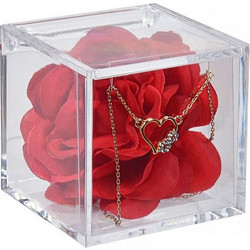Κουτάκι με Τριαντάφυλλο και Αλυσίδα Καρδιά-Άπειρο - Plexiglass Rose Heart - SPI-3371