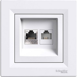 Schneider Electric Asfora Μονή Πρίζα Δικτύου και Τηλεφώνου RJ45/RJ11 με Πλαίσιο Τύπου Cat5 σε Λευκό