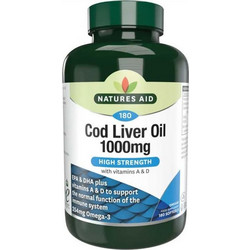 Natures Aid Cod Liver Oil Μουρουνέλαιο 1000mg 180 Κάψουλες