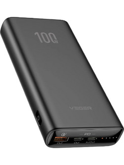 Veger T100 Power Bank 20000mAh 100W με Θύρα USB-A & 2 Θύρες USB-C Black