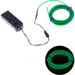 5M Green Flexible EL Wire Tube - Neon Light with Controller (2xAA)