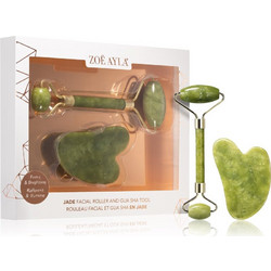 Zoe Ayla Σετ Jade Roller με Πέτρα Νεφρίτη & Gua Sha Tool