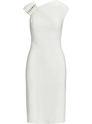 Ralph Lauren Midi Καλοκαιρινό Φόρεμα για Γάμο / Βάπτιση Λευκό 253898713001-100