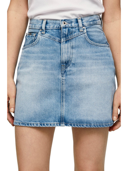 Pepe Jeans Rachel Μίνι Φούστα Τζιν Ψηλόμεση Μπλε PL900979PE9-000