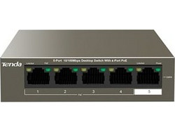 Tenda TEF1105P-4-63W Unmanaged L2 Switch με 5 Θύρες Ethernet 100Mbps