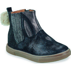 GBB Gemma Παιδικά Μποτάκια Μπλε Suede Chelsea με Φερμουάρ και Γούνα AI319-11